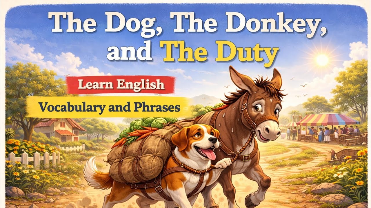 The Dog, The Donkey, and The Duty | Learn English Story with Vocabulary and Phrases.