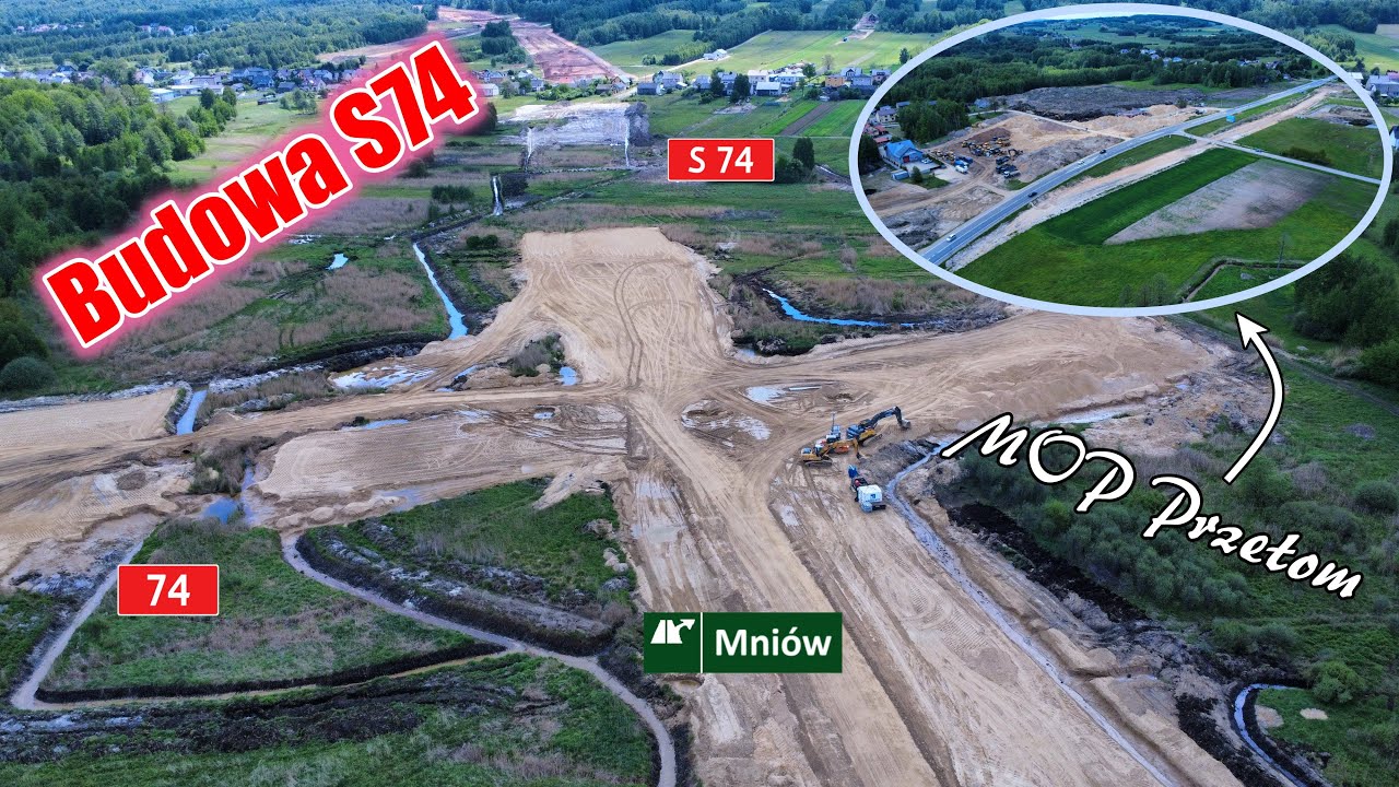 Budowa Drogi Ekspresowej S74: węzeł Mniów i MOP Przełom | Maj 2025 | DJI Mini 4K