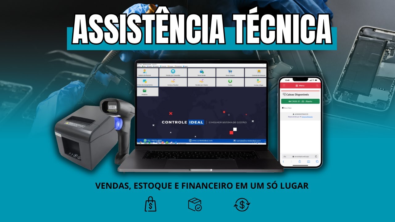 Sistema para ASSISTÊNCIA TÉCNICA: vendas, estoque, financeiro, emissão de nota fiscal, impressora...