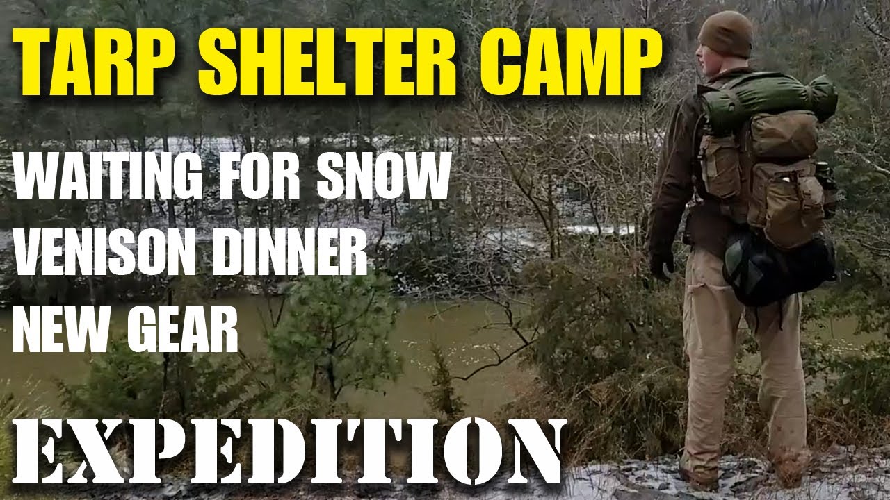 Tarp camping in winter weather