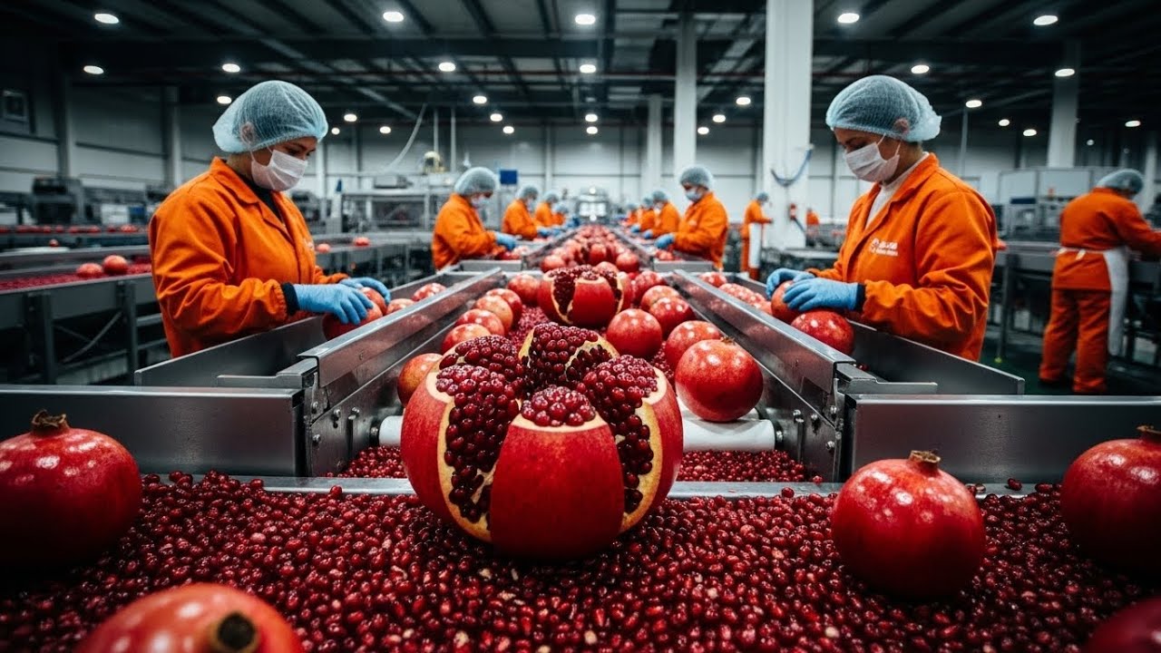 Processing Tons of Pomegranate: From Farm to Bottle - Mega Process factory