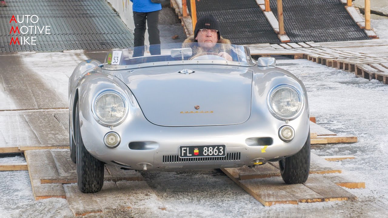 1956 Porsche 550 Spyder 1500 RS driving on a Frozen Lake!