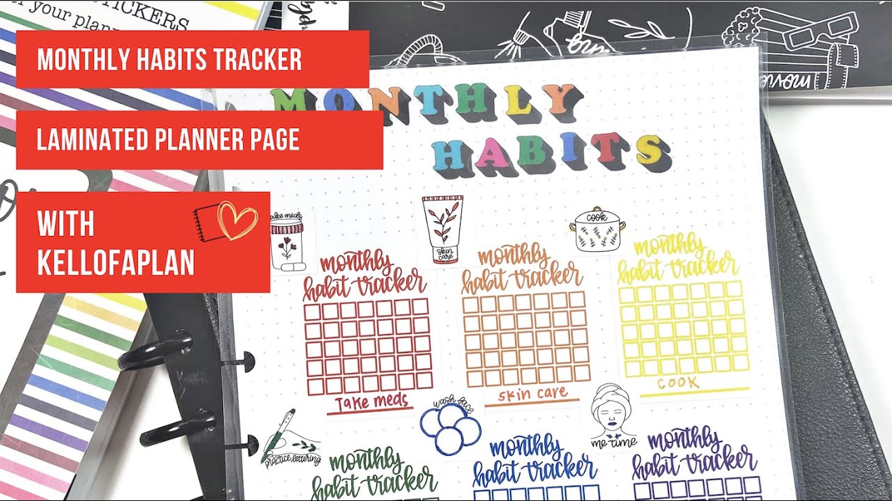 Laminated Monthly Habit Trackers for Your Planner
