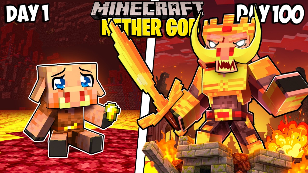 I Survived 100 Days as a NETHER GOD in Minecraft