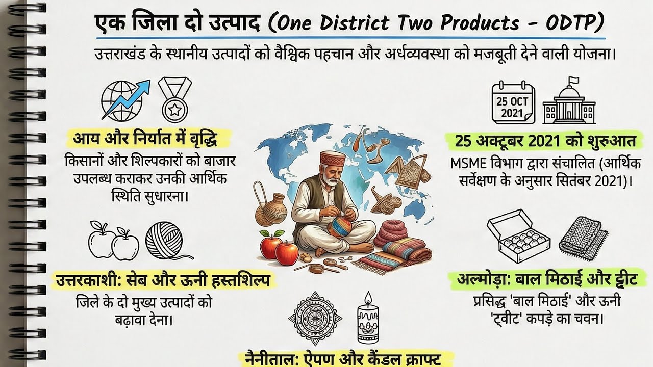 एक जिला दो उत्पाद योजना,one district to product scheme,Uttrakhand GK 2026