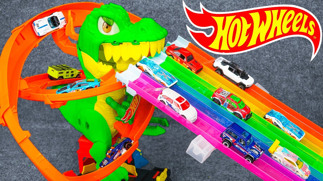 Hot Wheels Collection Unboxing Toy Review ASMR | Hot Wheels City T-Rex Blaze Battle Playset