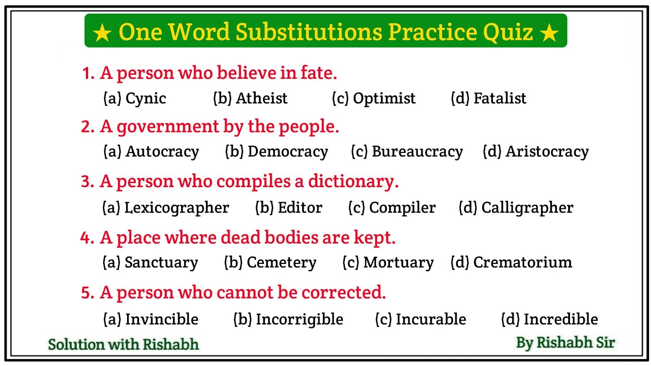 One Word Substitutions all competitive exam | One word substitution for ssc mts 