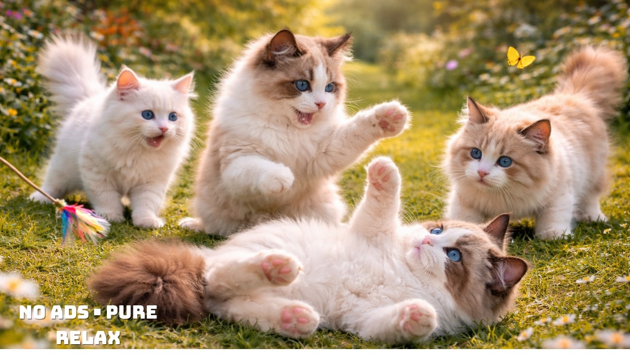 1 Hours Of Lotus Pond Garden Music for Cats 😻 Soothing Music for Sleep, Stress Relief 🪷 Cat TV