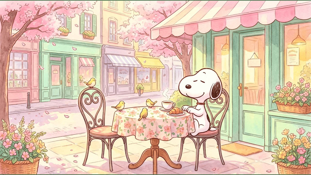 史努比的春日繁花街道咖啡館 🎶🌷 輕鬆放鬆爵士樂與甜美春日氛圍 BGM