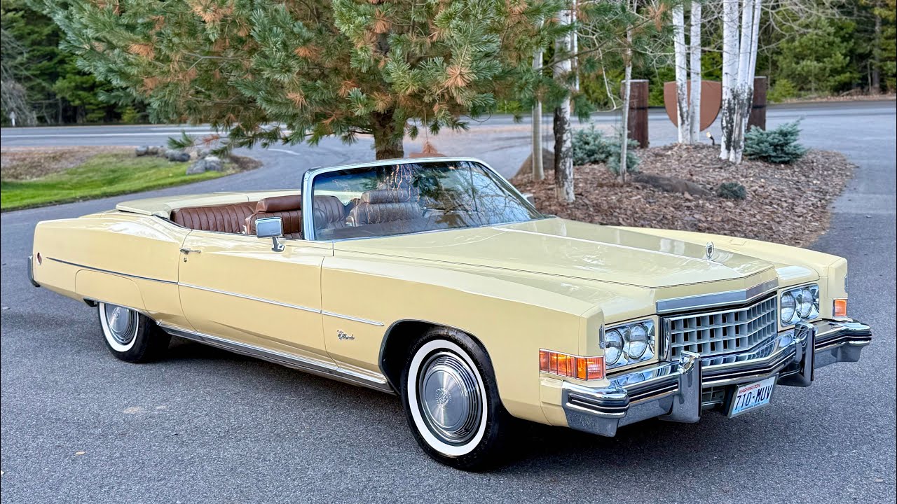Прогулка и вождение кабриолета Cadillac Eldorado 1973 года