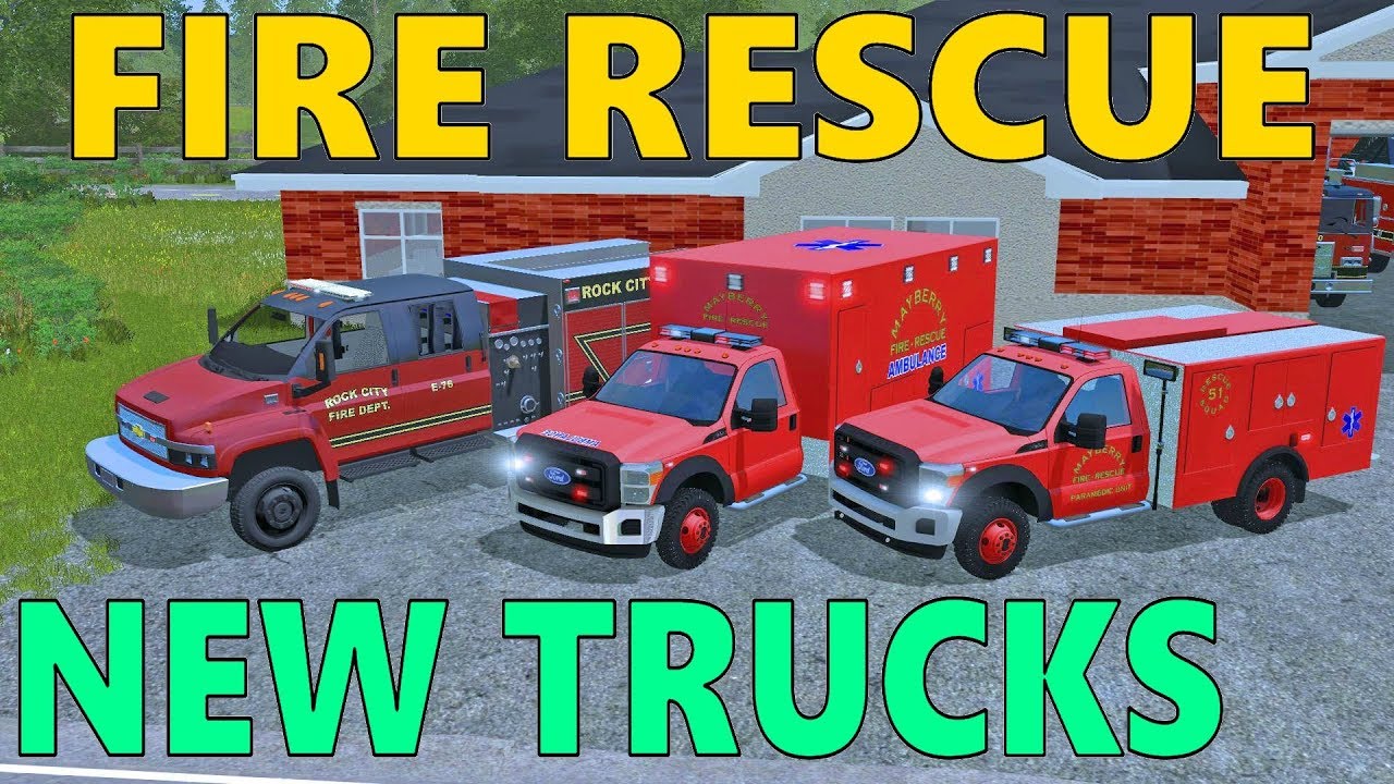 Farming Simulator 17 | Fire Rescue | New Trucks | Bicycle & Sport Car Crash | Fire Pit