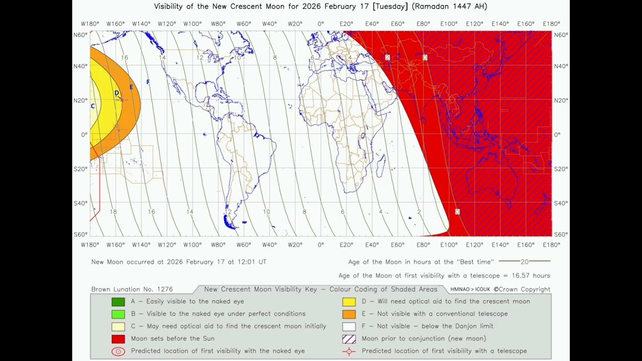 MOON SIGHTING PARAMETERS FOR RAMADHAN 1447AH.