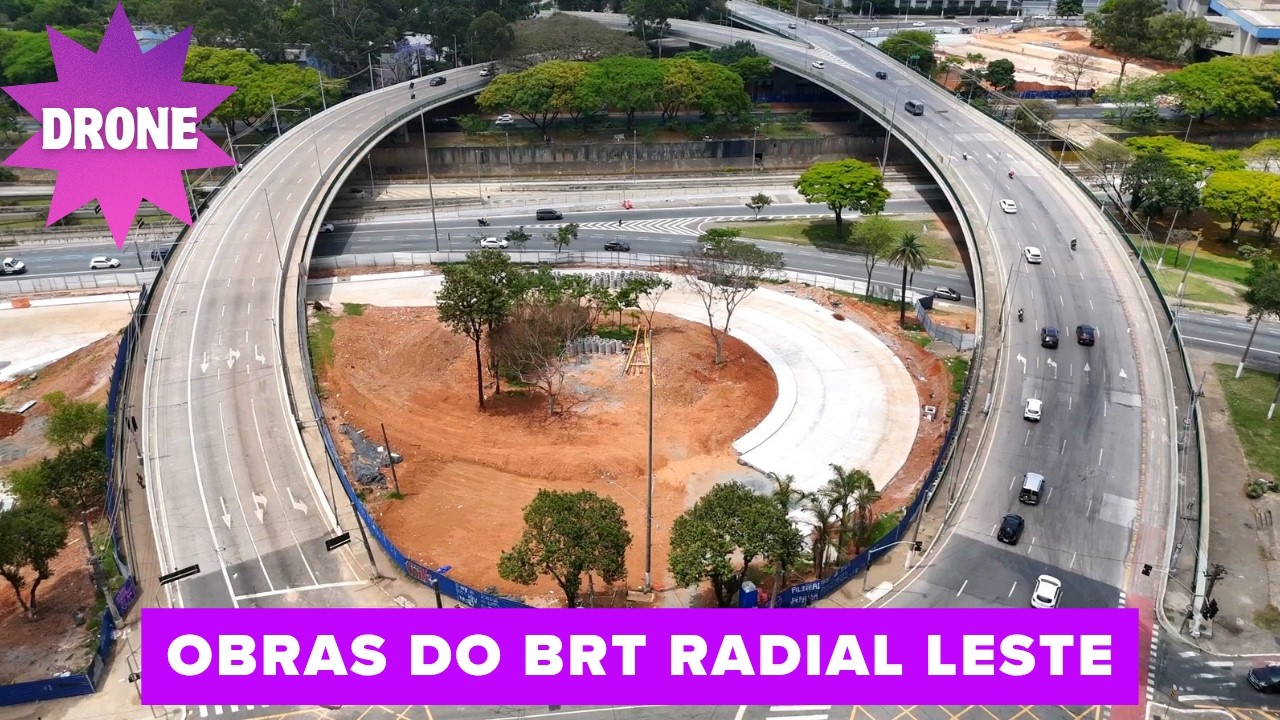 Drone nas obras do BRT Radial Leste, Terminal Pq. Dom Pedro II e arredores - Centro de São Paulo