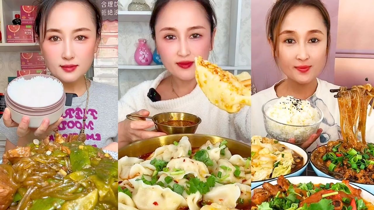 Glass Noodles, Dumplings and Braised Meat Mukbang Feast