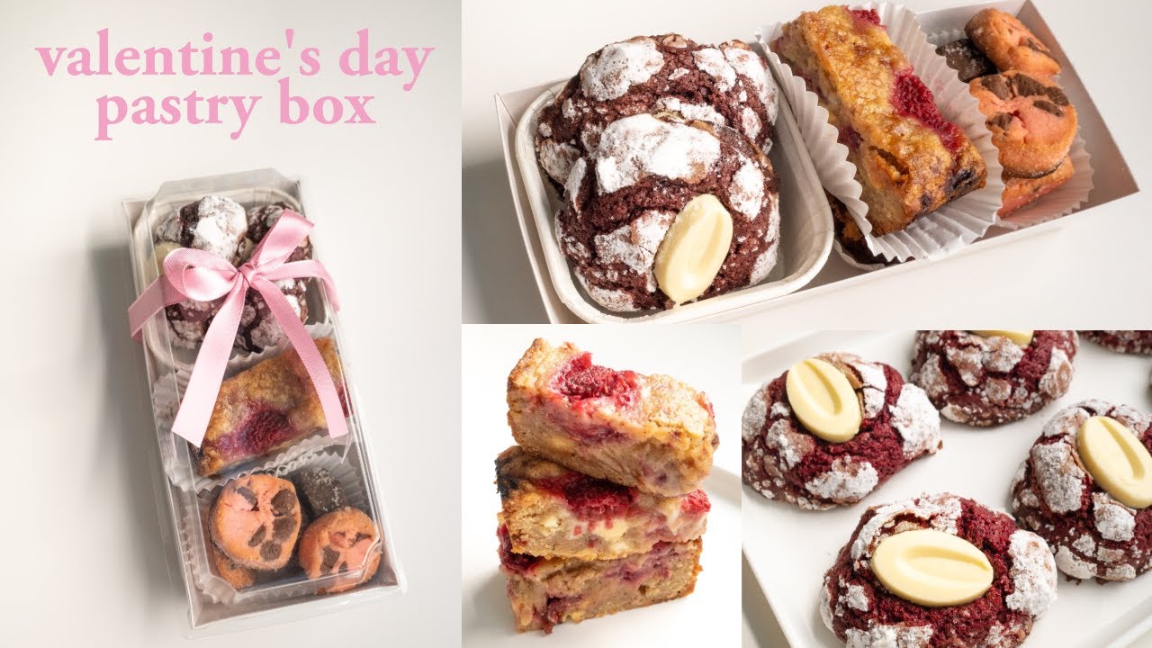 valentine's day pastry box 💖🍪 | red velvet crinkles, raspberry blondie, sable cookies | bake with me