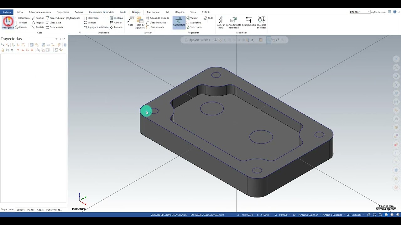 2 Creación de solido básico de pieza con MasterCAM CAD CAM