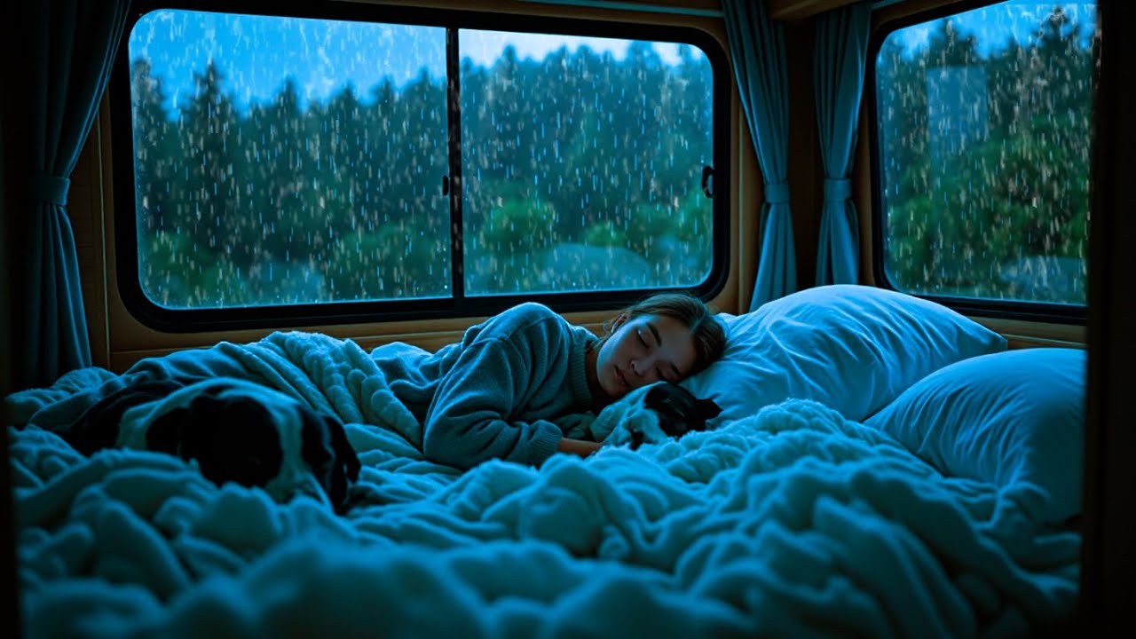Heavy Rain and Thunder Sounds in Van 🚐 | Deep Sleep & Relaxation ASMR