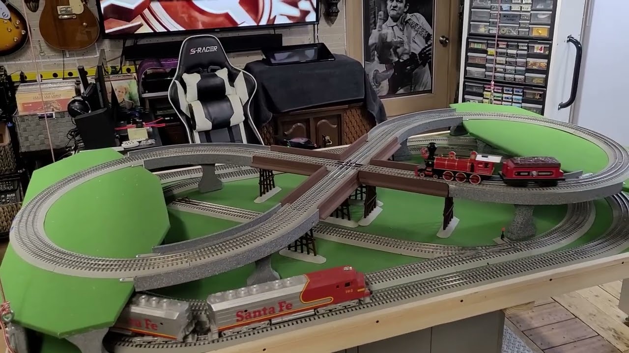 48 x 80 3 train lifting train layout Lionel and Williams engines