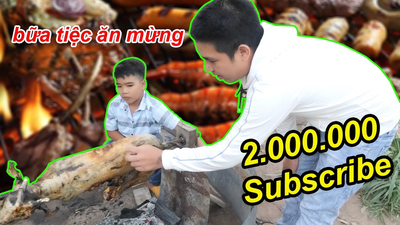 Làm Tiệc Mừng 2 Triệu Sub Sườn Nướng Khổng Lồ, Dê Nướng Mật Ong | TQ97