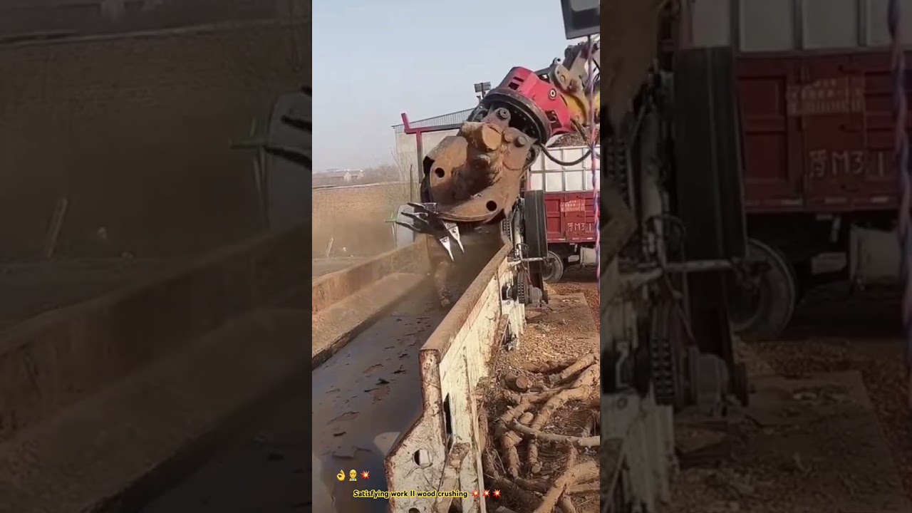 Wood Crushing Convenience with Excavator