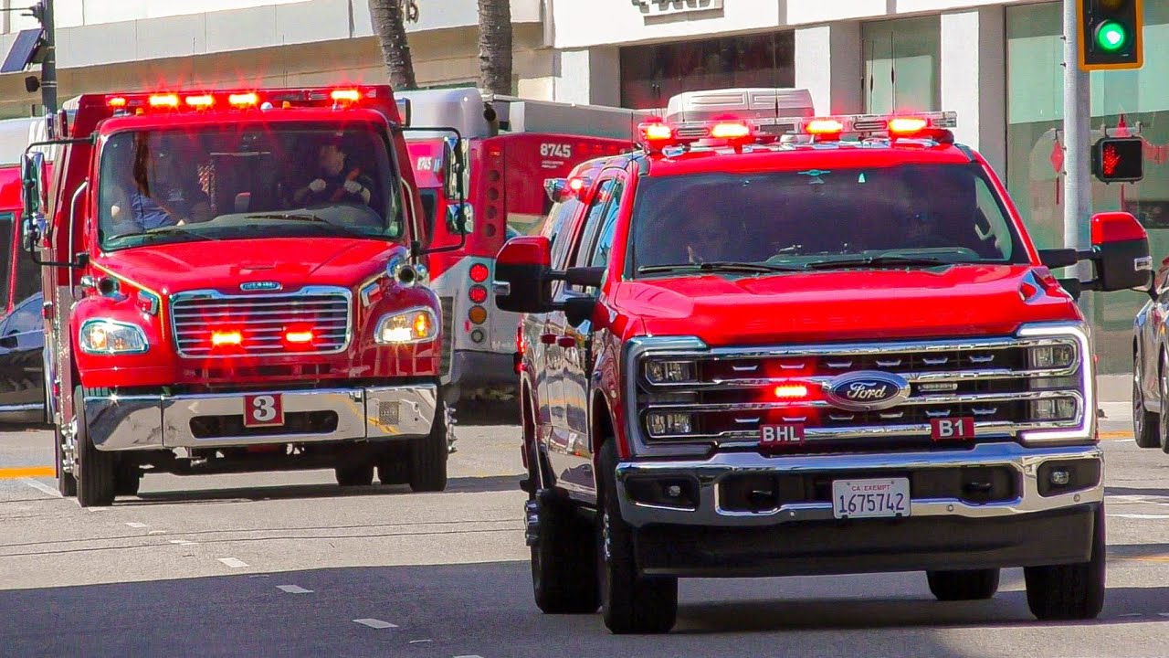 Beverly Hills Fire Dept. Battalion 1, Engine 3, & Rescue 3 Responding 
