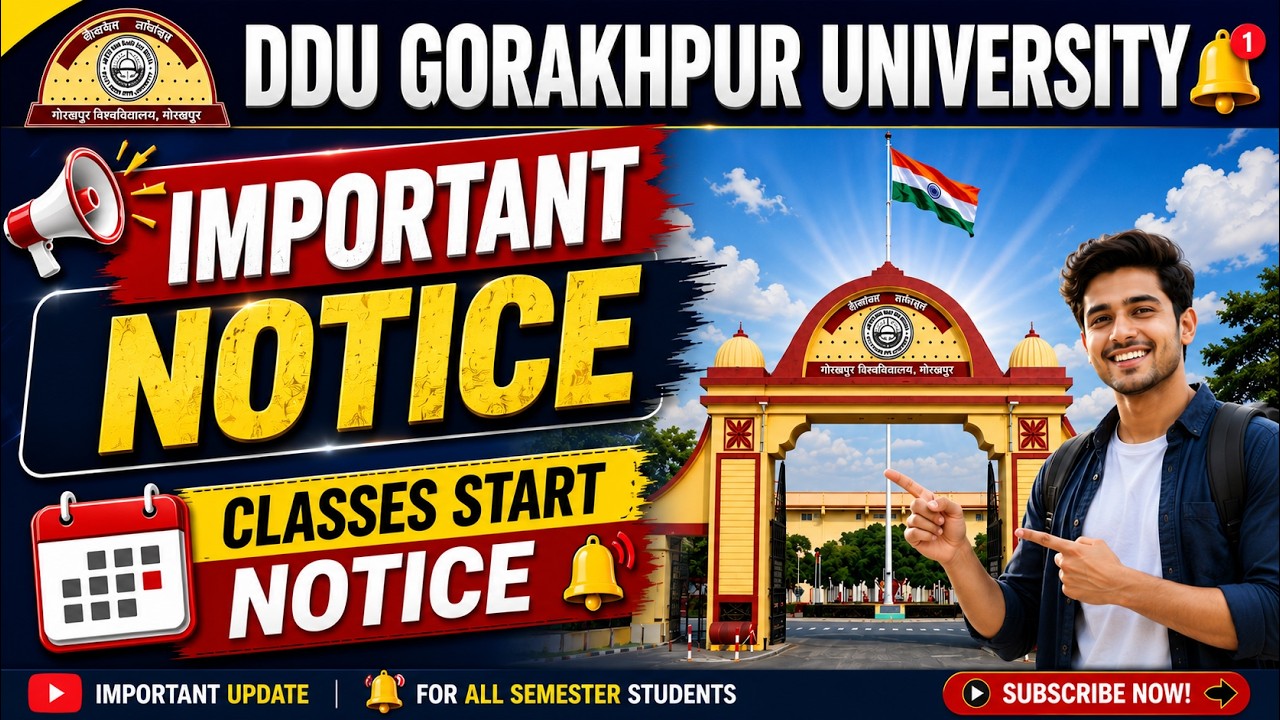 DDU Gorakhpur University Important Notice 2026 | Classes Start  | सभी छात्रों के लिए जरूरी सूचना