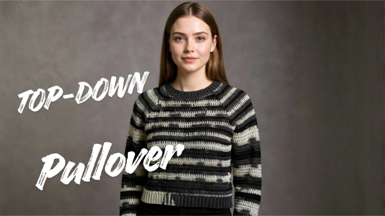 Easy Self-Striping Yarn Crochet Sweater Tutorial- Step-by-Step Beginner Friendly Pullover
