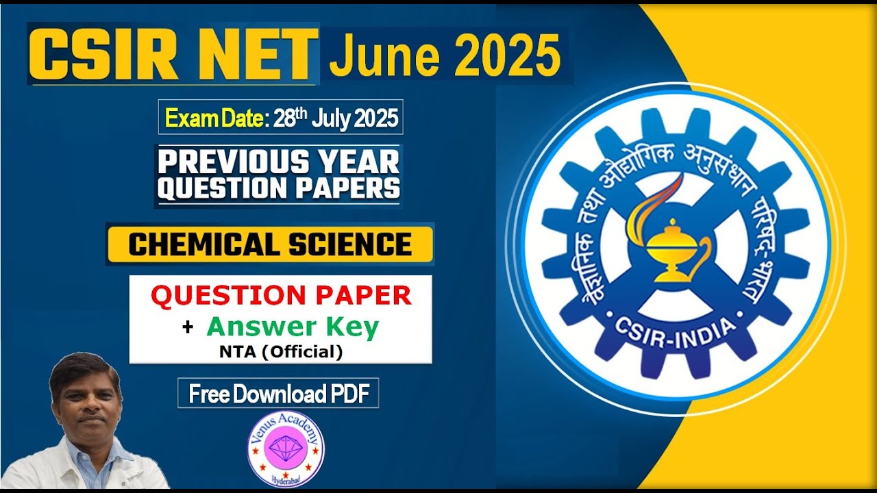 CSIR NET Chemistry June 2025 | Full Question Paper + ✅ Official Answer Key (28 July 2025)