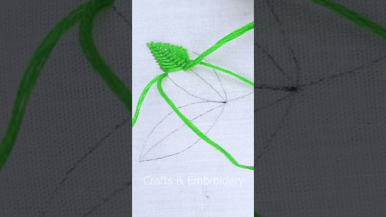 Cute & easy leaf embroidery tutorial! #shorts #cute #trending #viral #embroidery #art #tutorial