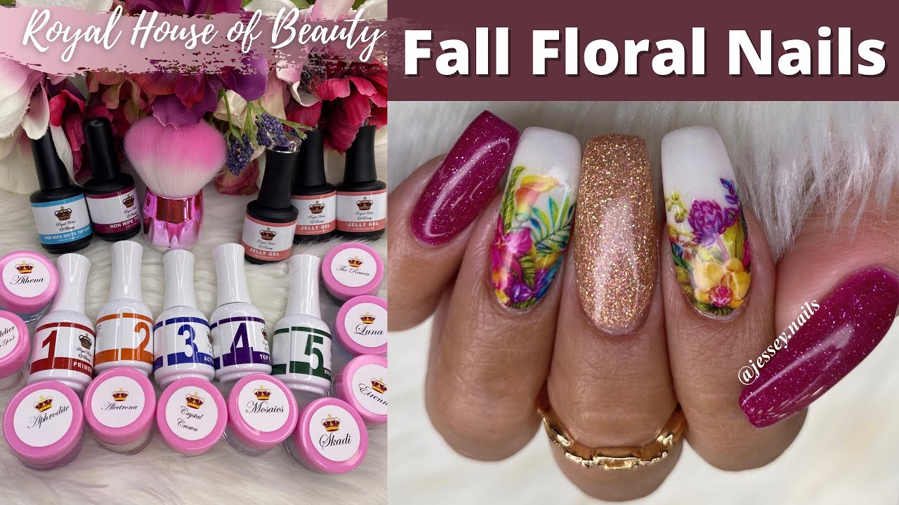 FALL FLORAL NAILS| ROYAL HOUSE OF BEAUTY| POSHY NAIL DECALS