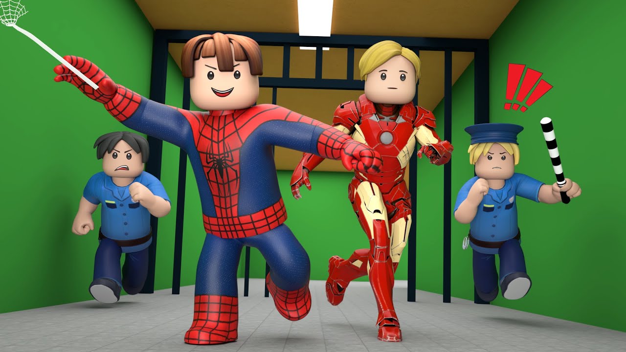 ROBLOX Brookhaven 🏡RP - FUNNY MOMENTS: Spider Man and Iron Man Jailbreak | Roblox Edgar