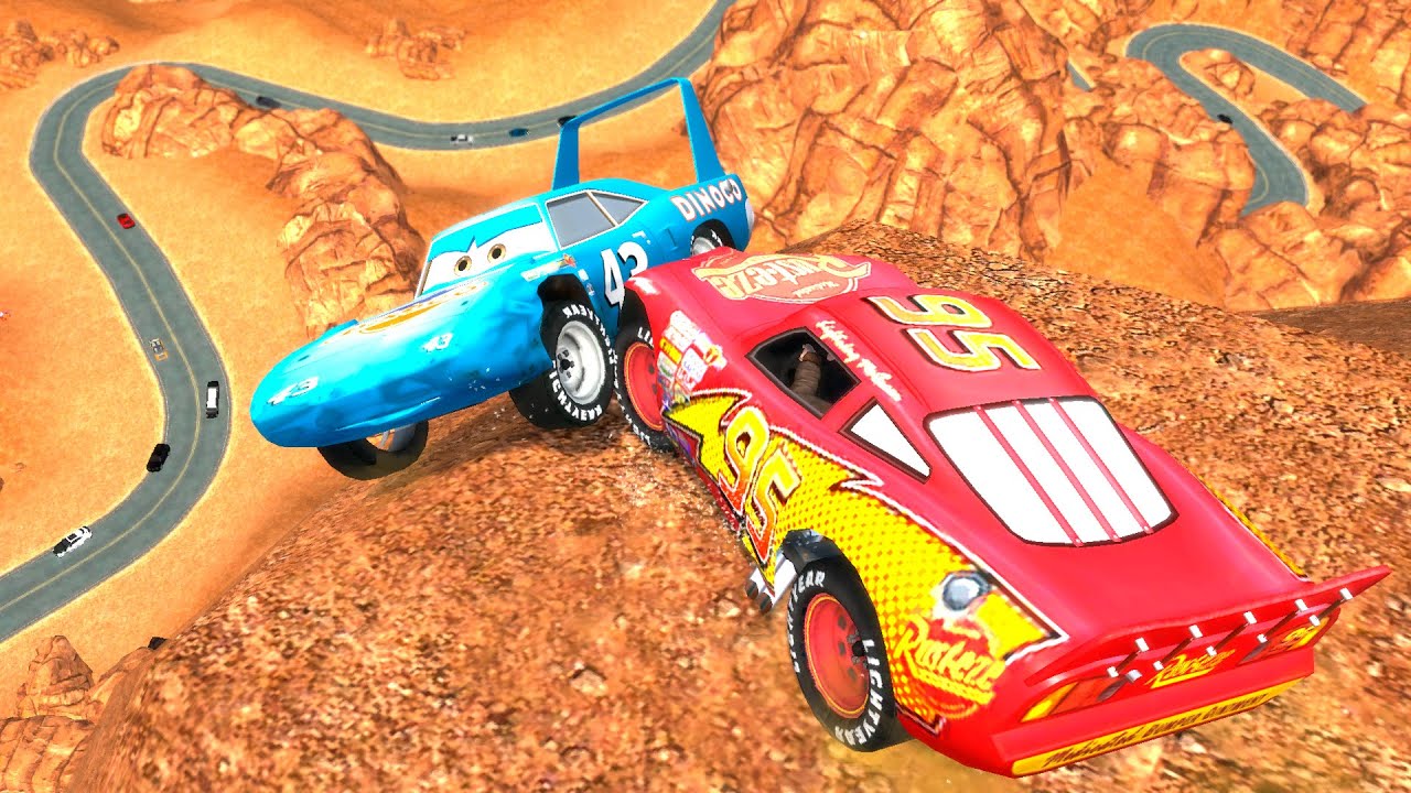 GTA 4 Lightning McQueen vs King Dinoco Cliff Drops & Crashes ep.6
