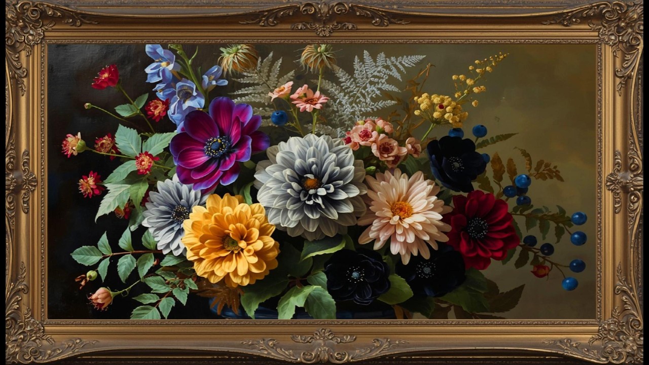 Vintage Lyrical Garden Mood Wallpaper Background | Ultra HD 4K | Framed Original Digital Art