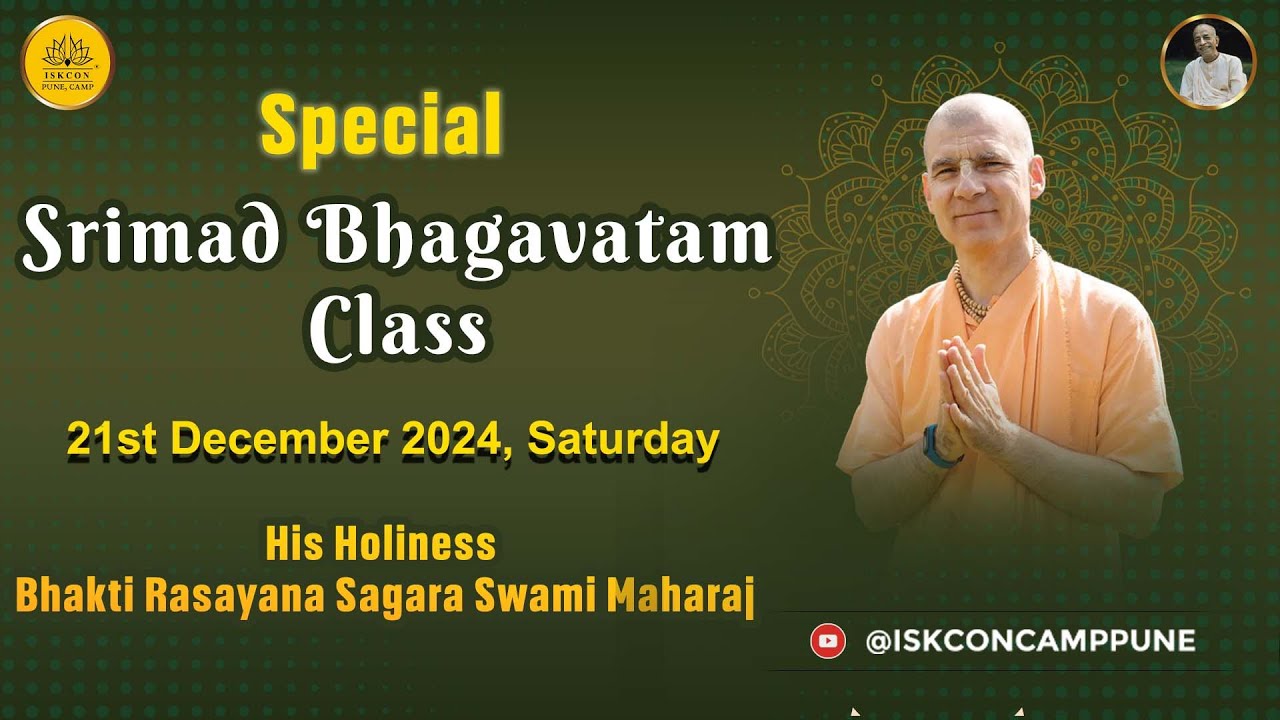 Special Srimad Bhagavatam | HH Bhakti Rasayana Sagara Swami Maharaj | 21 Dec 24 | @ISKCONCAMPPUNE