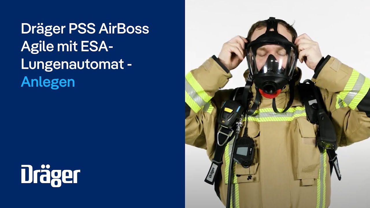 Dräger PSS AirBoss Agile mit ESA-Lungenautomat, Anlegen