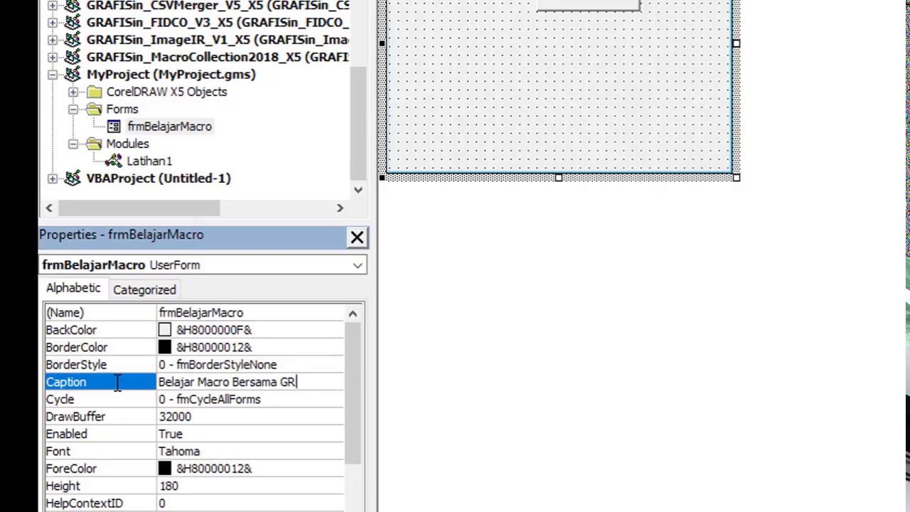 Macro CorelDraw Bagian 2 Membuat Projek GMS dan Memproteksinya