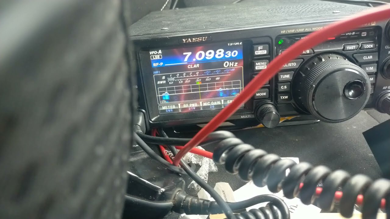 Моя первая попытка работы на 40 метрах с трансивером Yaesu FT991A и мобильной антенной Ampro-40.