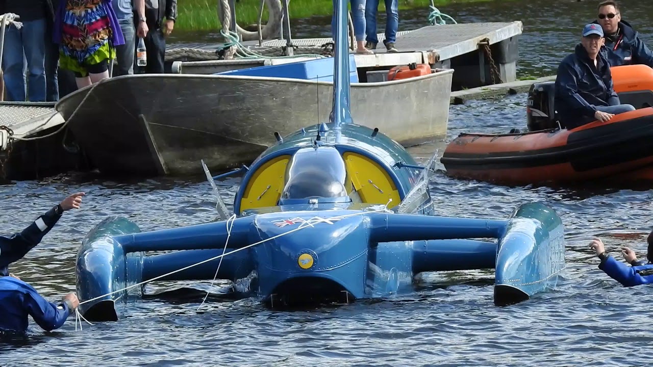 Bluebird K7 being launched in Loch Fad 04/08/2018