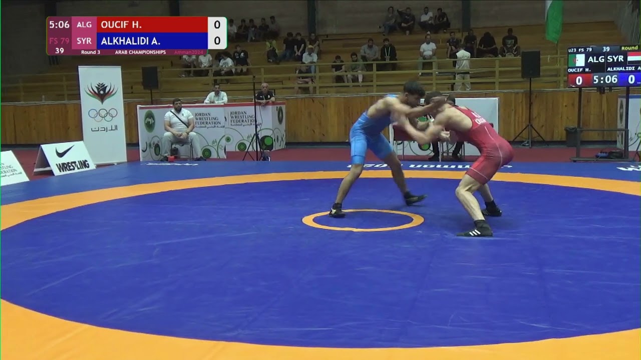 Houssem OUCIF ALG vs  Anas ALKHALIDI SYR   2024 U17 & U23 Arab Championship   Round 3   FS 79 kg