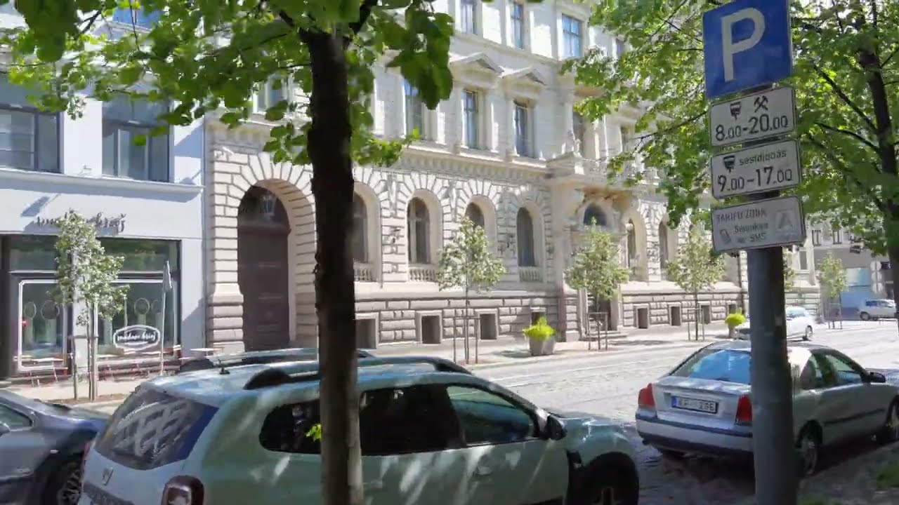 Latvia - Riga - 4K - Houses along Dzirnavu street in City Center - 2022