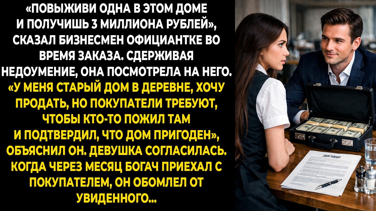 «Выживи одна в этом доме и получишь 3 миллиона рублей», — сказал бизнесмен официантке во время заказ