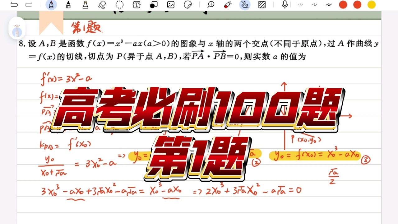 《高考必刷100題第1題》最新高三導數與切線小題，題目難度中等，但非常經典，是一道難得的好題