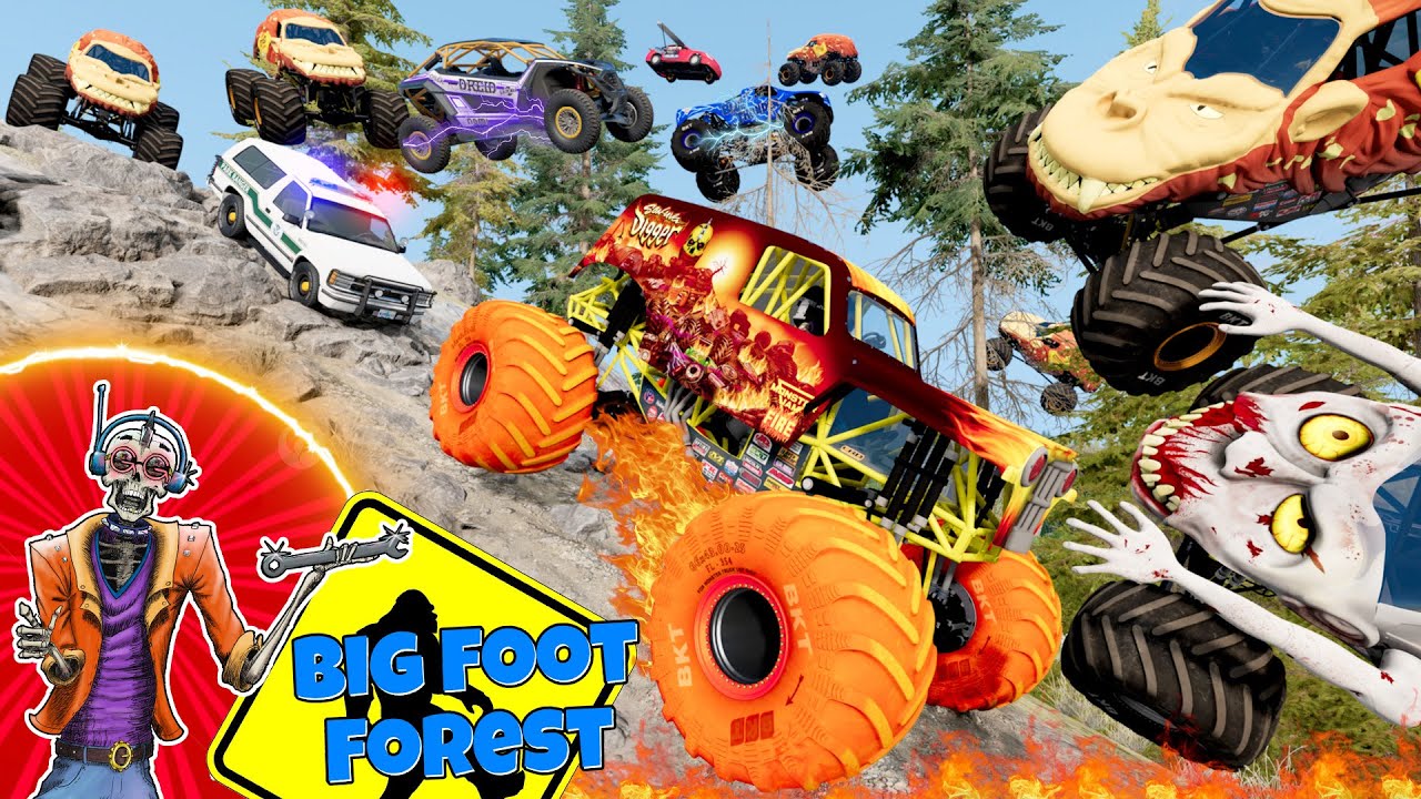 Monster Jam INSANE Bigfoot Forest Adventure | Racing, Freestyle, and High Speed Jumps
