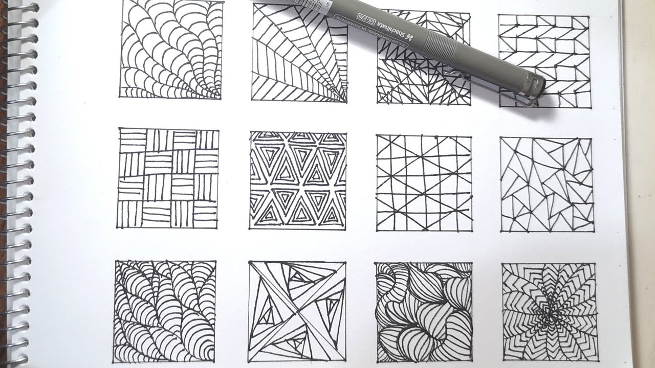 Satisfying Pattern Drawing for therapy and reduce stress. Drawing challenge.