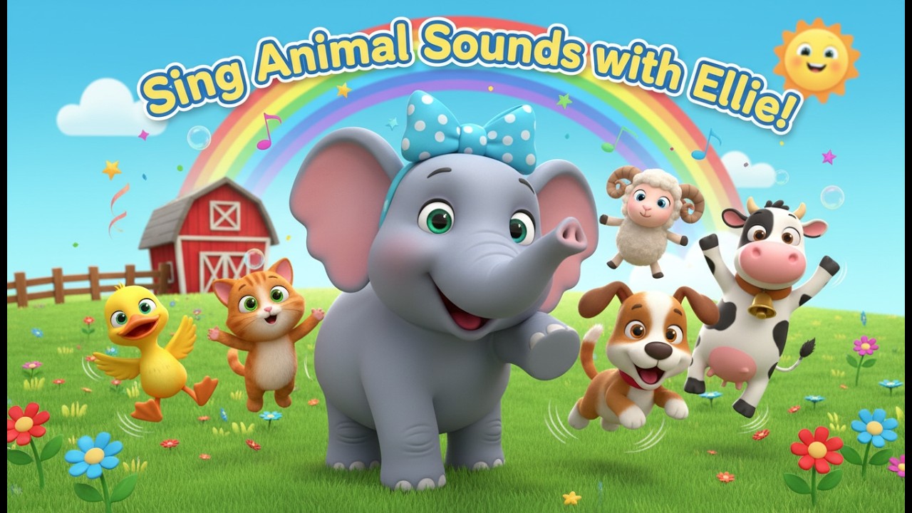 Ellie’s Animal Friends 🐘🦆🐱🐶 | Animal Sounds Nursery Rhyme for Toddlers