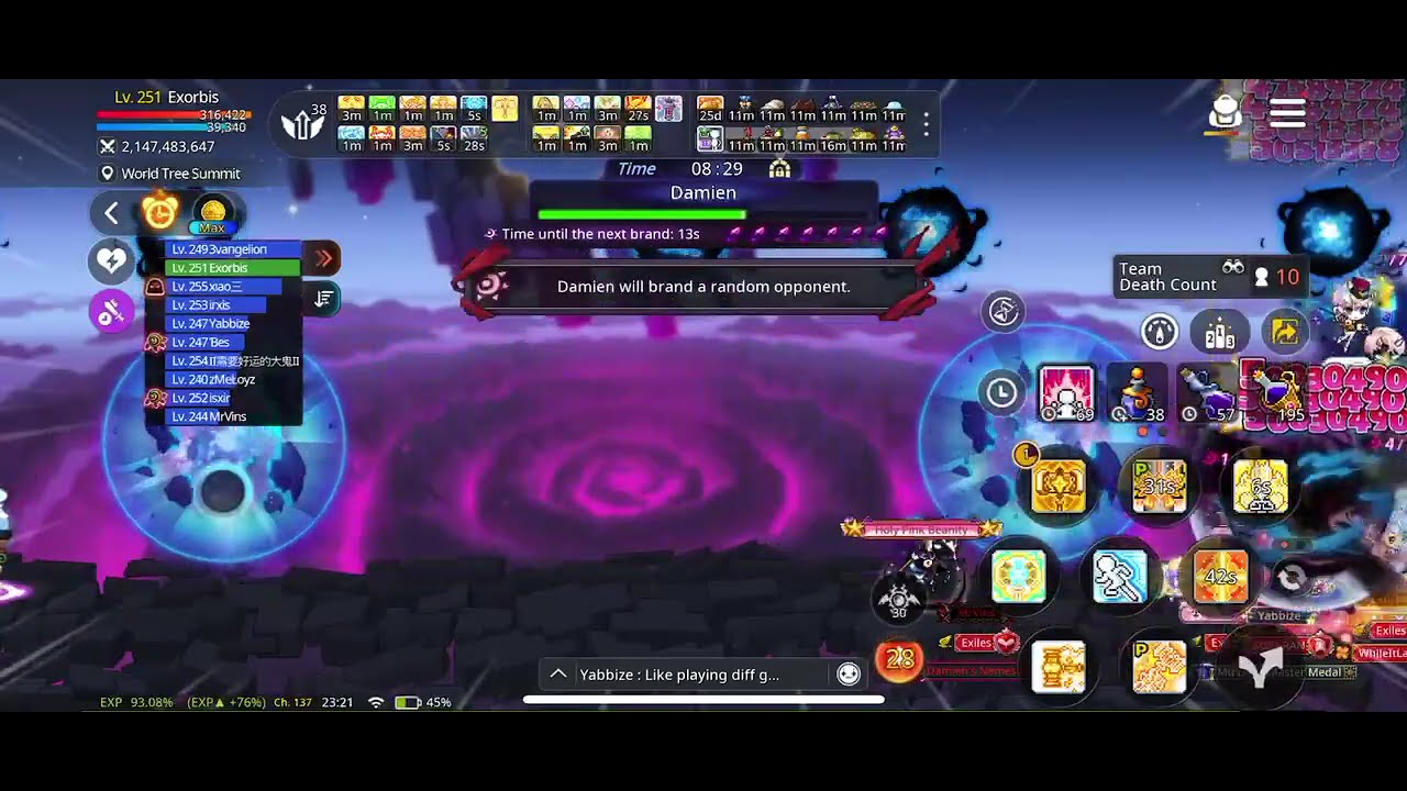 Exorbis paladin- Post V4- Hard Damien {MapleStory M} -Asia 2 Scania- Exiles Guild