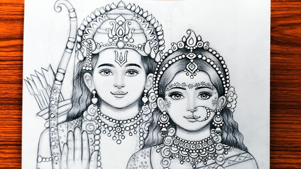 Ram sita drawing | How to draw lord Rama and Sita | Ramnavmi special | Pencil sketch