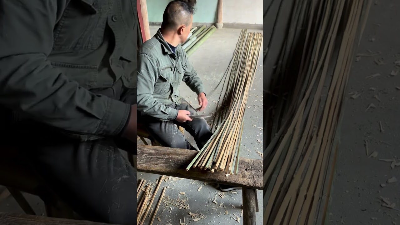 Zobacz, jak łamie się bambus. Posłuchaj dźwięku pękającego bambusa. #proces produkcji