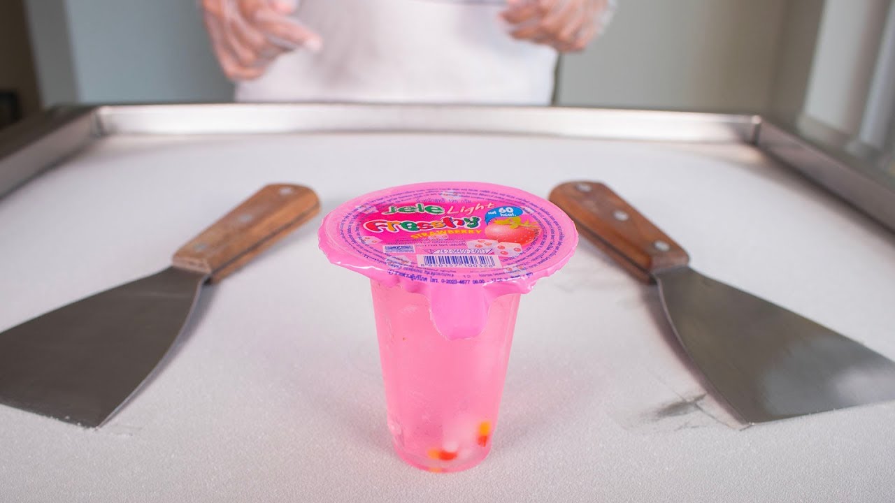 JELE LIGHT STRAWBERRY JELLY ICE CREAM ROLLS - SATISFYING ASMR