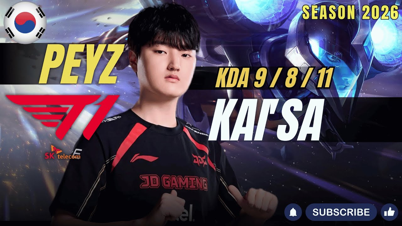 T1 Peyz KAI'SA vs LNG BuLLDoG YUNARA ADC - Patch 26.1 KR Ranked | lolrec